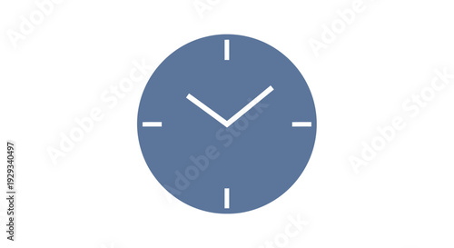 Minimalist Blue Clock Face Icon with White Background