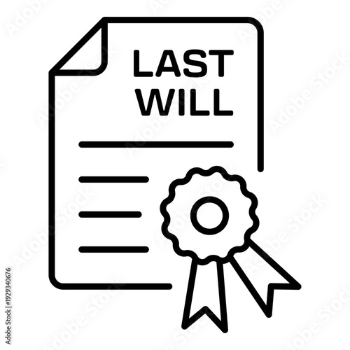 Last Will and Testament Document Icon with Official Seal