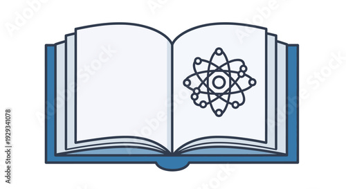Open Book with Atom Symbol, Education and Science Concept