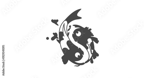 Yin Yang Koi Fish Symbol Illustration