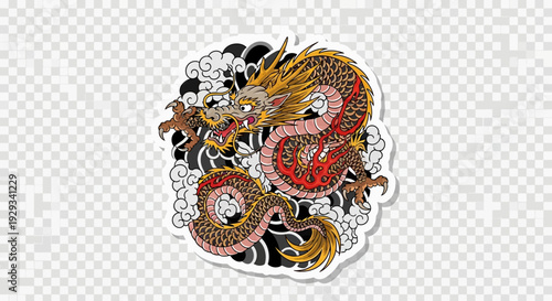 Japanese Dragon Tattoo Art - Mythical Creature Illustration