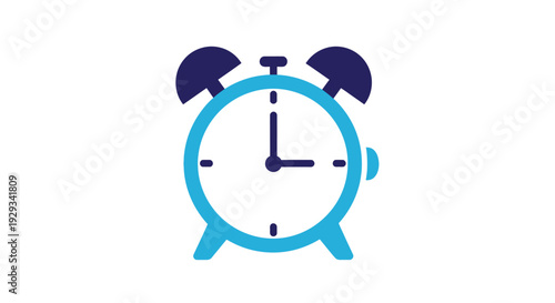 Blue Alarm Clock Icon on White Background - Time Management Concept
