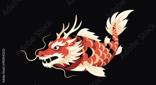 Chinese Dragon Fish Illustration