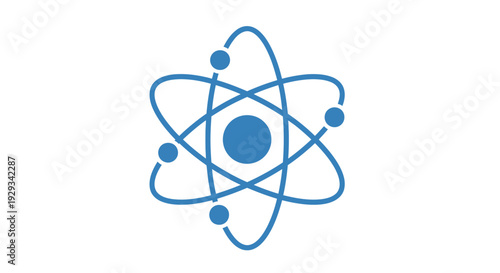 Blue Atom Icon - Science, Physics, Chemistry, Research, Energy, Technology