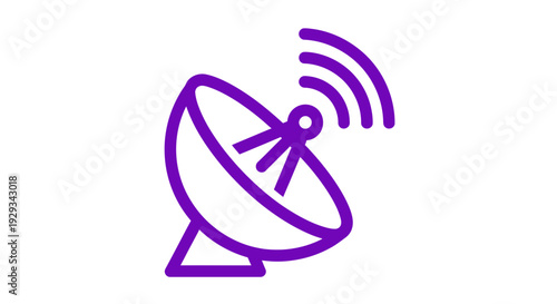 purple satellite dish icon with signal waves