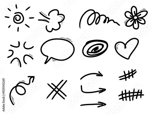 set ornament art line handrawn 