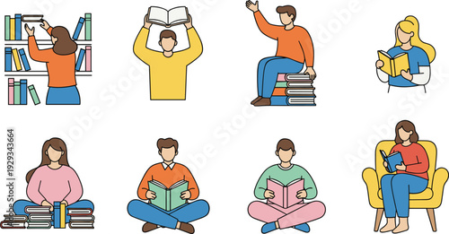 People Reading Books Illustration Showing Learning Education Study Habits Knowledge And Relaxed Lifestyle
