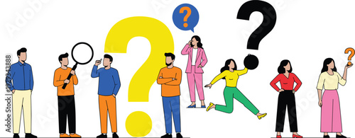 People With Question Marks Illustration Showing Confusion Curiosity Decision Making Problems And Thinking Concept