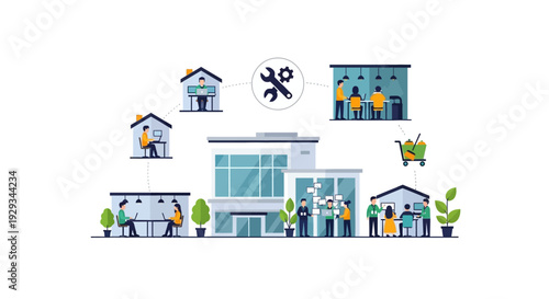 Hybrid Work Model & Remote Team Management with Centralized IT Support and Distributed Operations