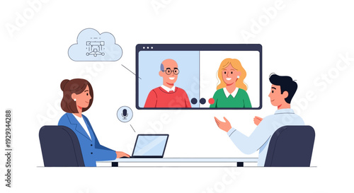 Remote Team Video Conference: Virtual Meeting and Online Collaboration with Cloud Technology