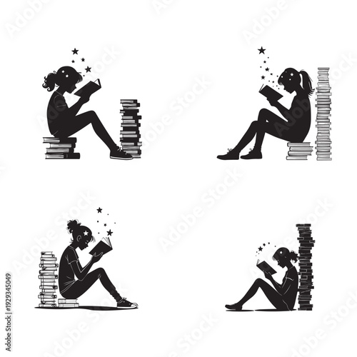 Black vector illustration of a silhouette of a man playing guitar amidst a collection of music and dance silhouettes featuring a male dancer and people in motion