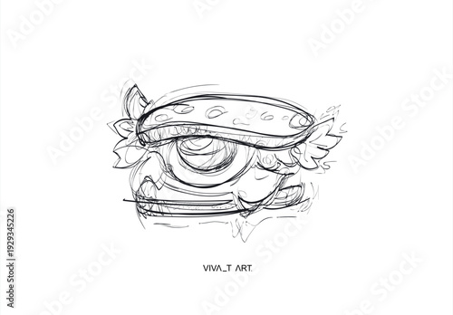 Graphical vintage sandwich , background, vector fast food illustration