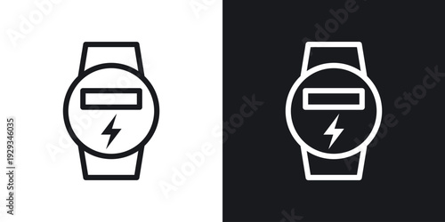 electric meter icon set in black and white stroke lines
