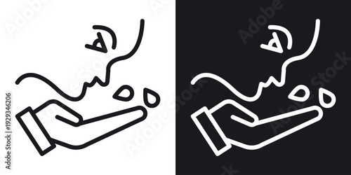 Face washing icon set in black and white stroke lines