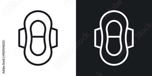 Feminine hygiene pad icon set in black and white stroke lines