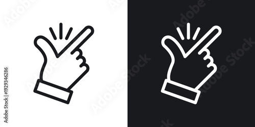 Finger snapping icon setin black and white stroke lines