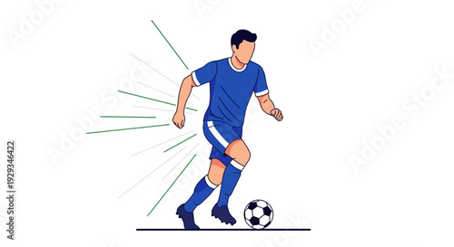 Soccer Player Kicking Ball with Speed.