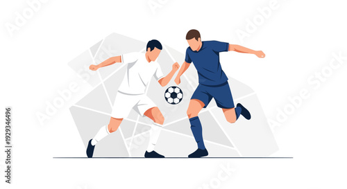 Two Soccer Players Fighting for Ball.