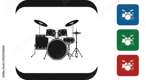 The drum set icon features a musical instrument for rhythm.