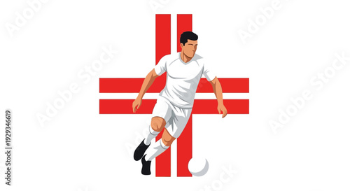 Soccer Player Kicking Ball Vector Illustration.