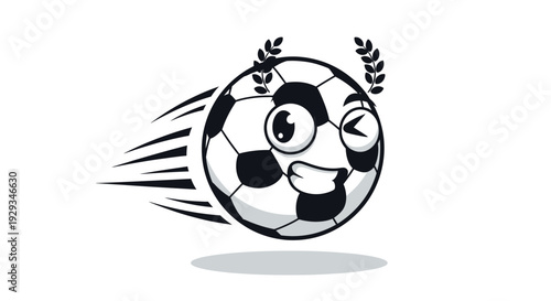 Cartoon Soccer Ball Character in Motion.