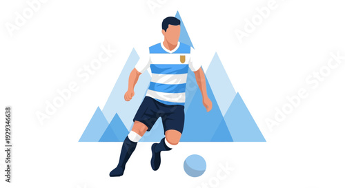 Soccer Player Kicking Ball Vector Illustration.