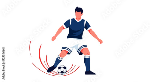 Soccer Player Kicking Ball with Intensity.