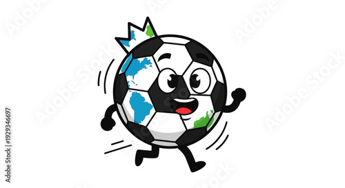 Cartoon Soccer Ball Character Running Fast.