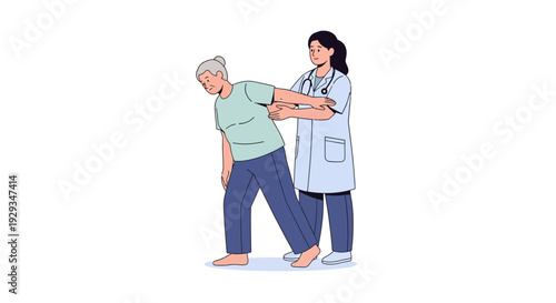 Elderly woman performing arm exercise with a physical therapist
