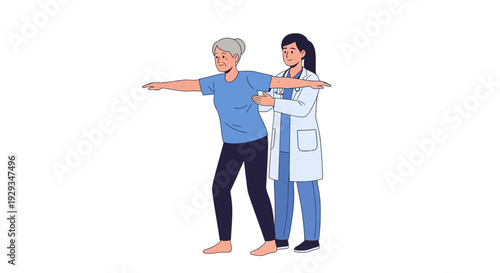 Senior woman engaging in physical therapy with a caring doctor