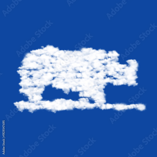 Clouds in the shape of a wild rhino symbol on a transparent background. A symbol consisting of clouds in the center. Illustration on transparent background