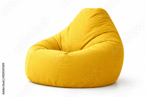 yellow pouf on a white background close-up without inscriptions, empty space for text, template, photo background, banner, layout, advertising