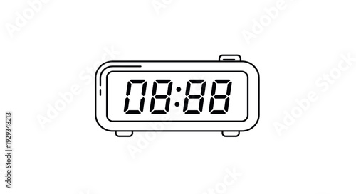 digital alarm clock line art minimalist style simple time display