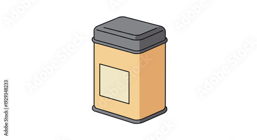 isometric metal container with label hand drawn simple kitchen storage illustration