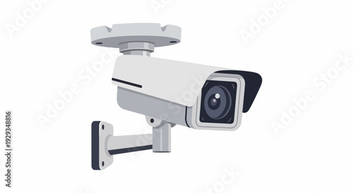 Modern Security Camera Mounted on Wall