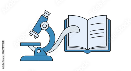 Microscope and Open Book Icon - Science and Education Concept