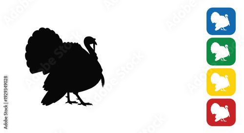 A large male turkey silhouette stands proudly with its full.