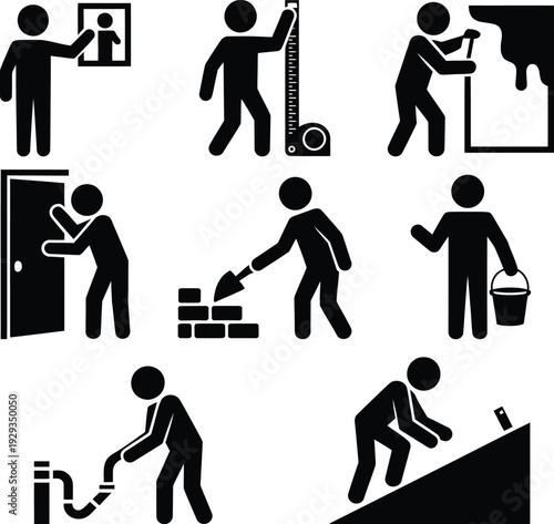 Common household chores and maintenance activities depicted in icons