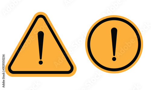 Warning and Alert Icons with Exclamation Mark Symbols Isolated