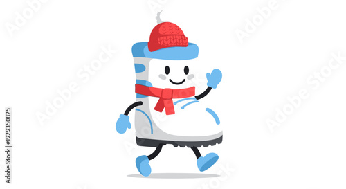 Smiling Snowman Character Ice Skating Figurine.