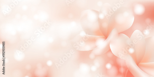 Spring ethereal gentle pink and white abstract flower. Blurred unfocused background with flower. Soft gradient. Delicate macro botanical, natural vector illustration. 