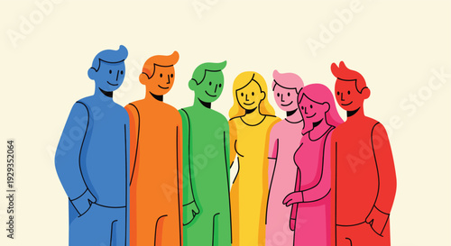 Diverse group of people vector illustration with colorful community characters for corporate teamwork and inclusion