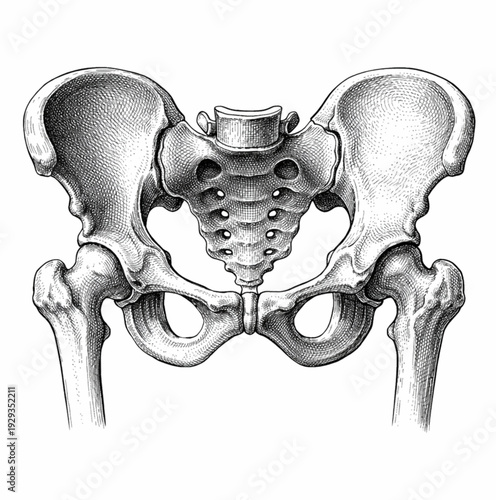 Human Pelvis Vintage Engraved Anatomical Illustration