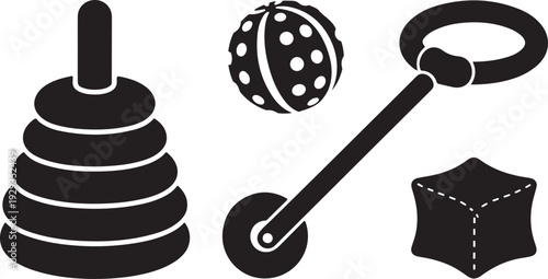 Black of baby toys stacking rings ball rattle cube