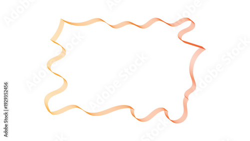 An abstract representation features a flowing orange ribbon like shape forming an irregular frame against a plain white background high quality professional detailed modern elegant stylish