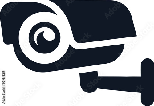 Security camera icon with lens and mounting bracket on white background  surveillance symbol
