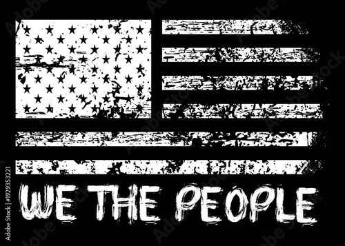 We the People 1776 Vintage Distressed American Flag Design.