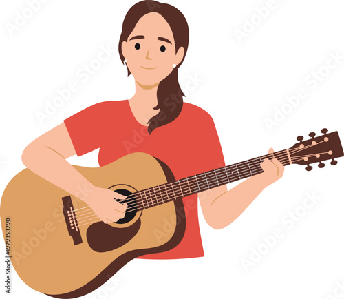 Woman playing acoustic guitar.