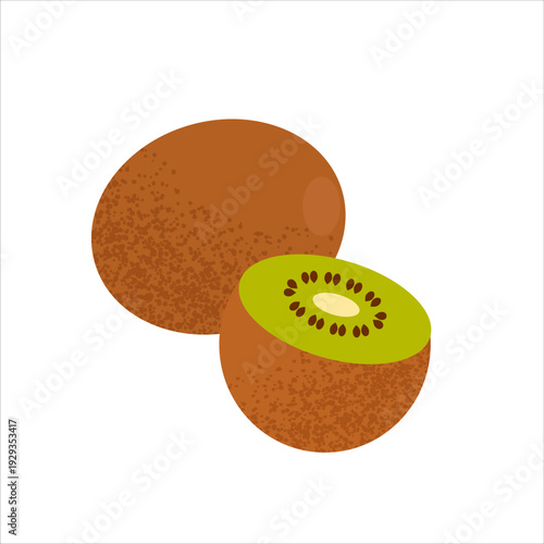 Brown fruit, isolated on white background, vitamin C