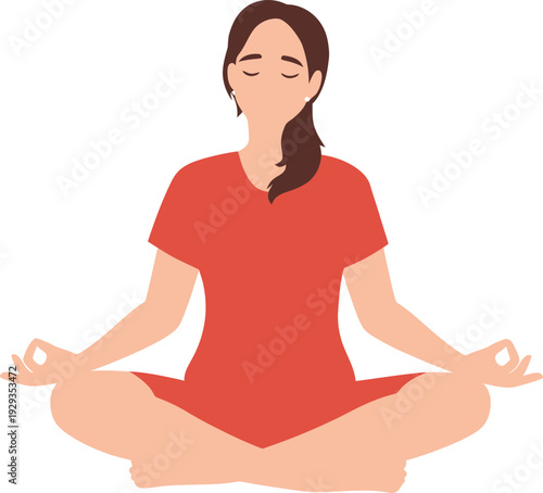 Woman meditating in lotus position.